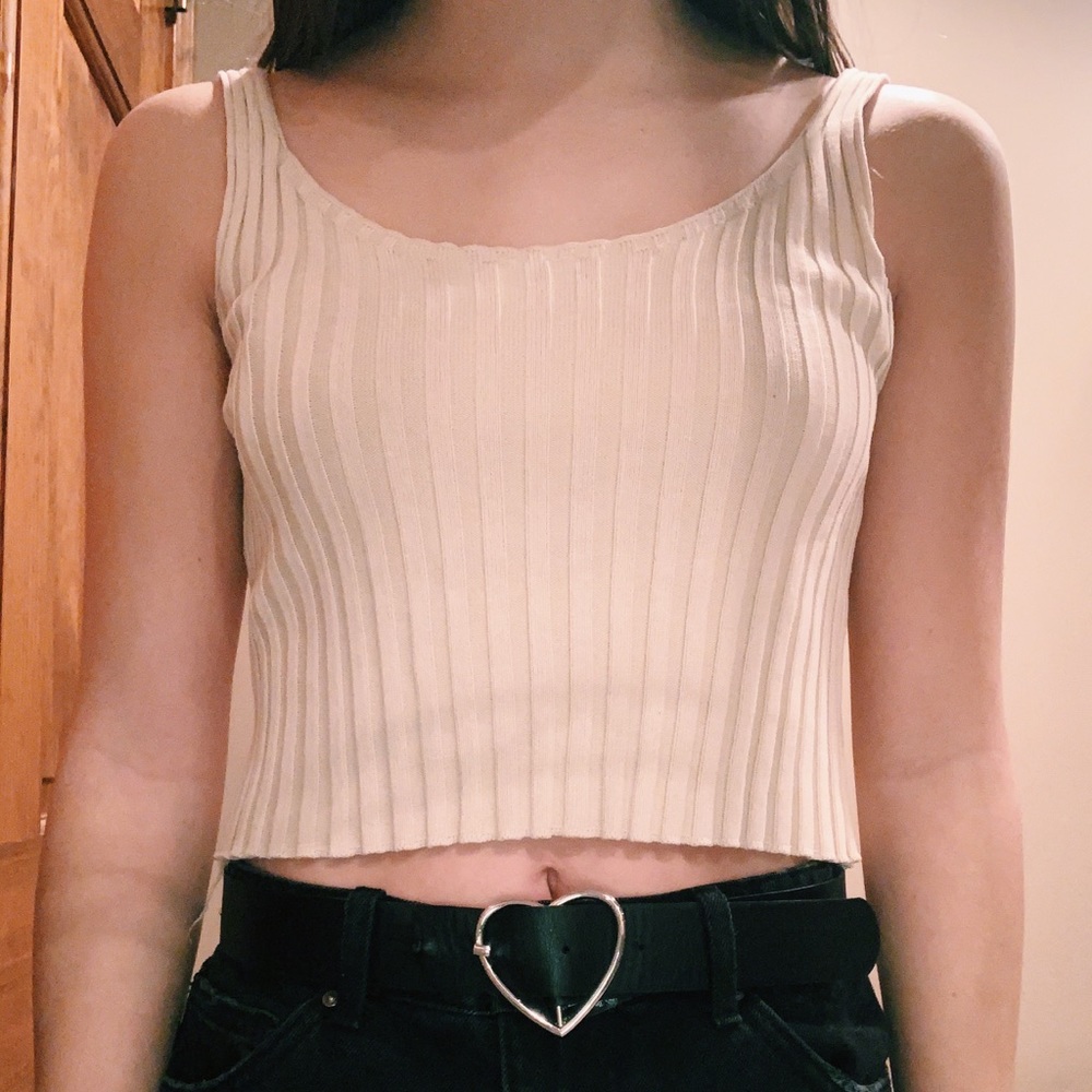 Tan/Cream Ribbed Tank Top